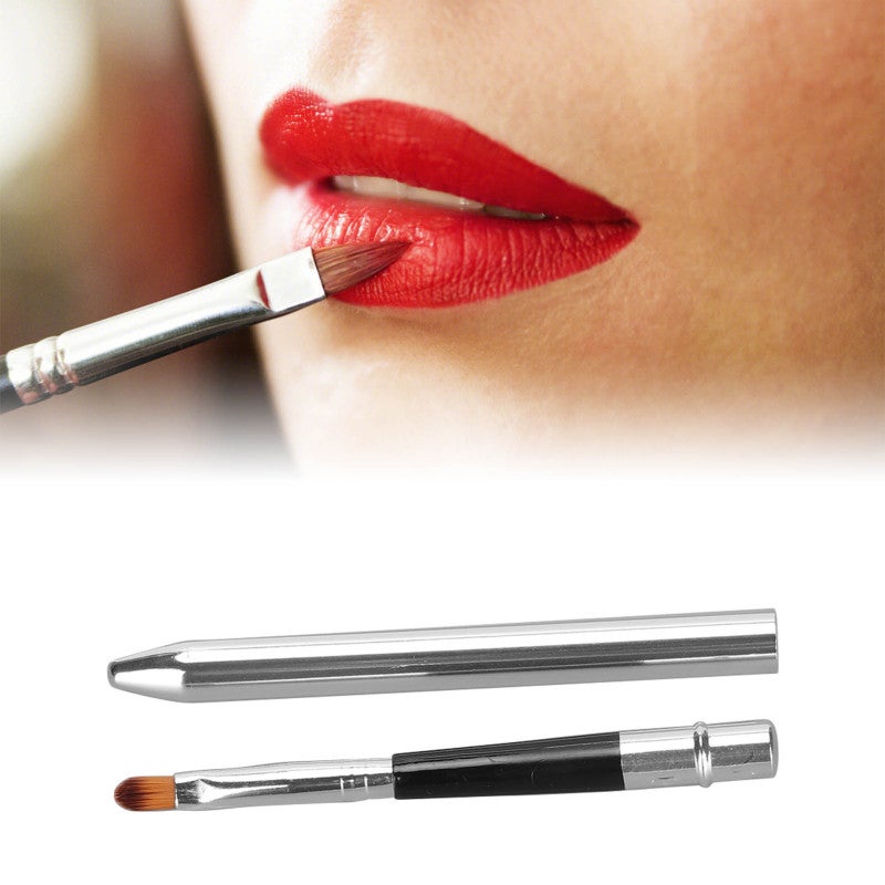 Lip Brush: Small Aluminium Tube - Extended Sealing Design With Cover, Easy Cleaning Lipstick Brush for Daily Makeup, Professional Salon or Home Use - Image 2