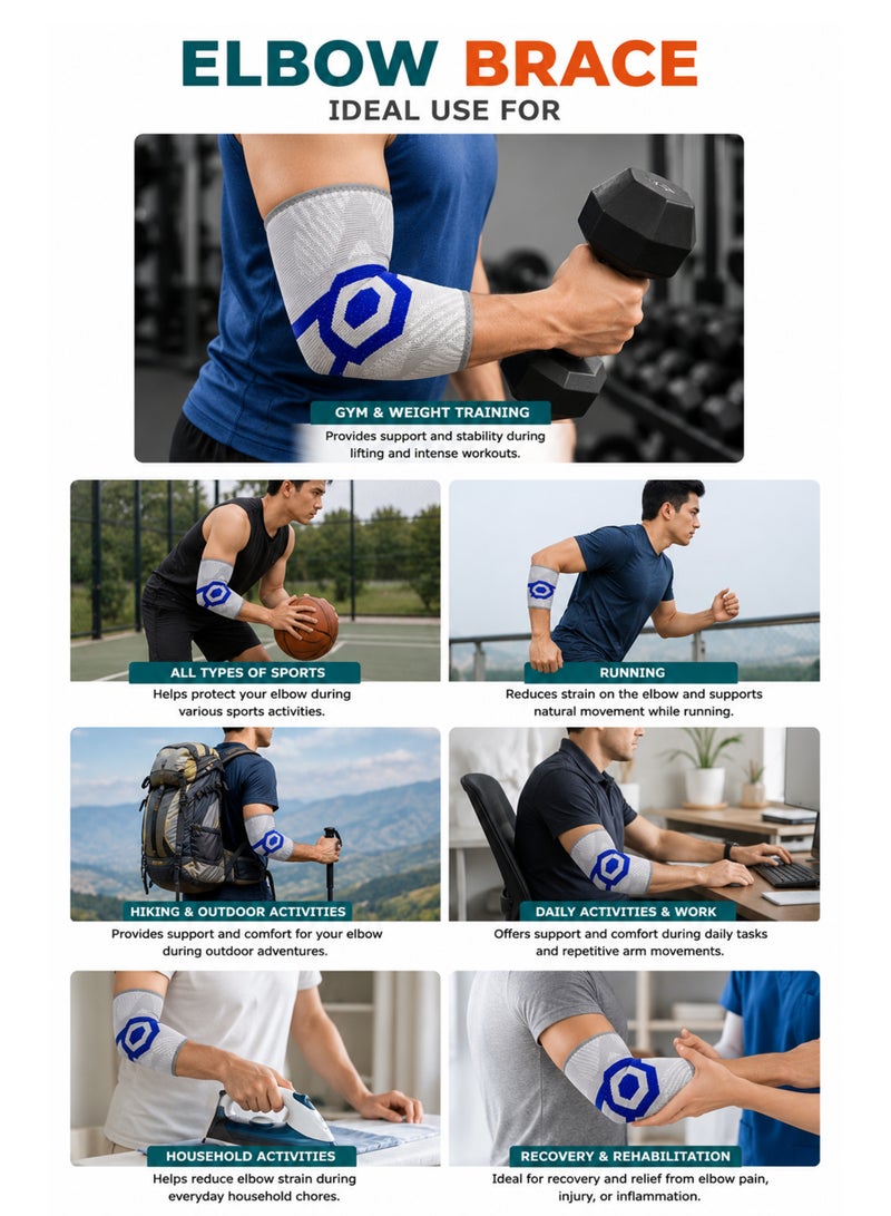 DBLEW Elbow Brace Compression Sleeve for Elbow Pain Relief, Sports Support and Joint Protection, Medium - Image 3