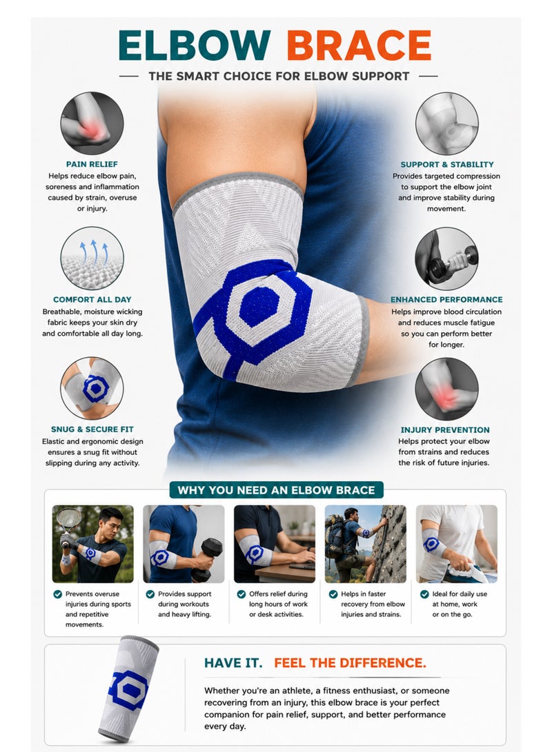 DBLEW Elbow Brace Compression Sleeve for Elbow Pain Relief, Sports Support and Joint Protection, Medium - Image 4