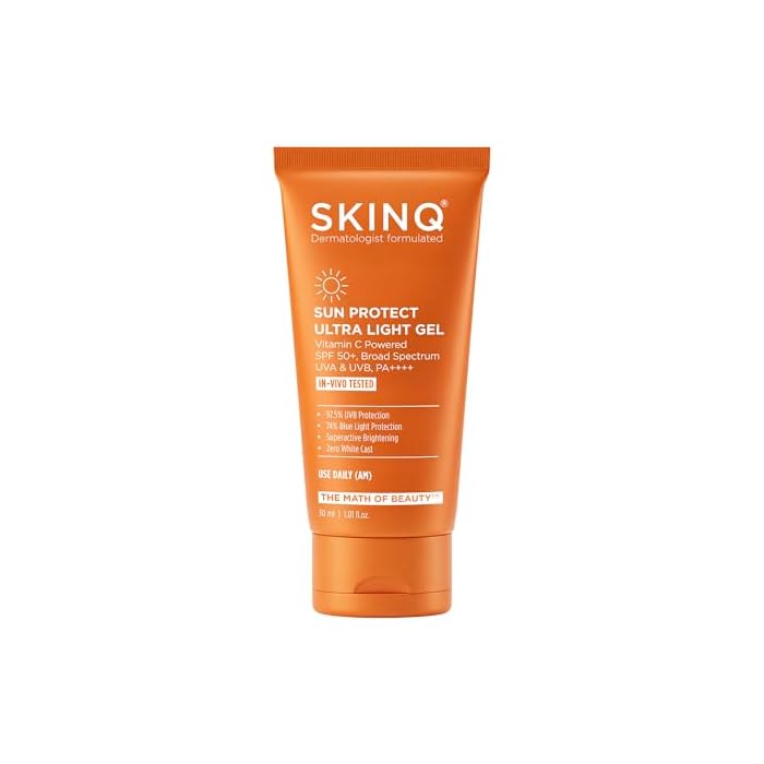 Sunscreen for Men & Women 50ml with Vitamin C, SPF 50 & Broad Spectrum PA++++ Sun Protect Ultra Light Gel suitable for All Skin Types Lightweight, Non-Sticky & Water-Resistant (30ml)