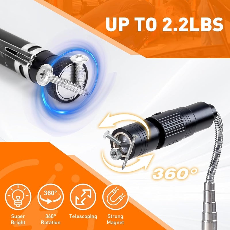 EGIFI Gifts for Him, Rechargeable Magnetic Pickup Tool, Telescoping Magnetic Flashlight Pick Up Tool, Christmas Stocking Stuffers for Men Adults, Cool Gadgets Birthday Gifts for Men, Husband, Boyfriend - Image 3