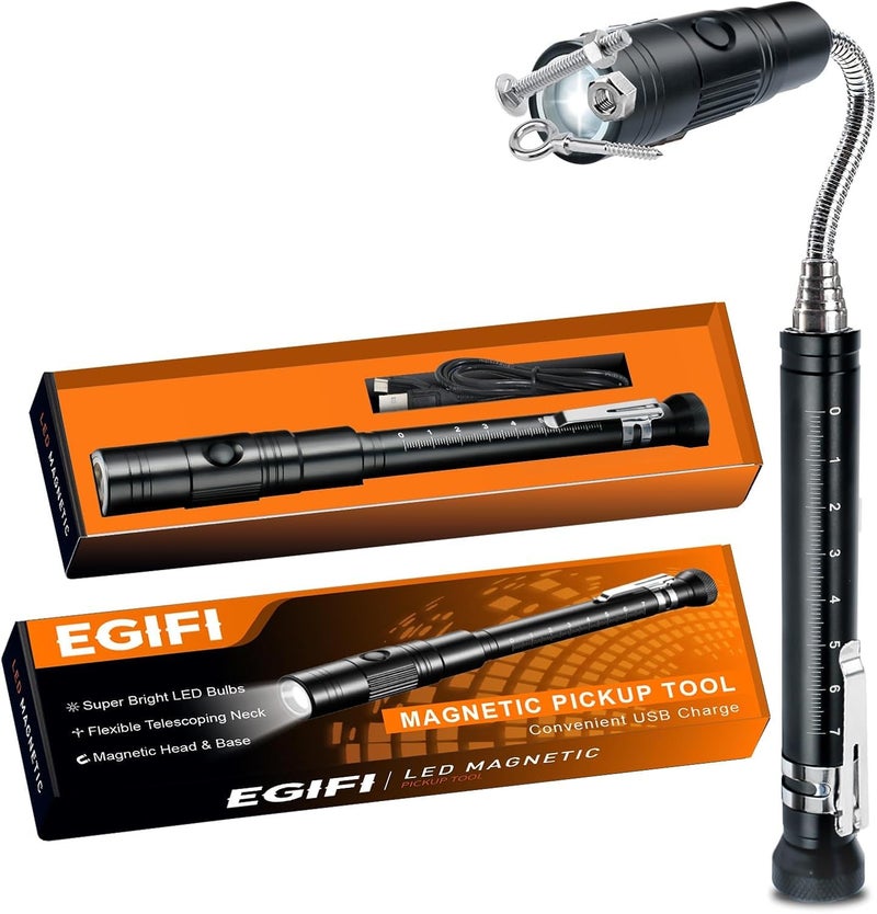EGIFI Gifts for Him, Rechargeable Magnetic Pickup Tool, Telescoping Magnetic Flashlight Pick Up Tool, Christmas Stocking Stuffers for Men Adults, Cool Gadgets Birthday Gifts for Men, Husband, Boyfriend - Image 1