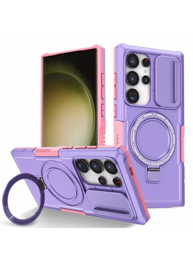 For Samsung Three-dimensional Sliding Window Phone Case Pivot Magnetic Suction Charging Protective Cover  S23FE 