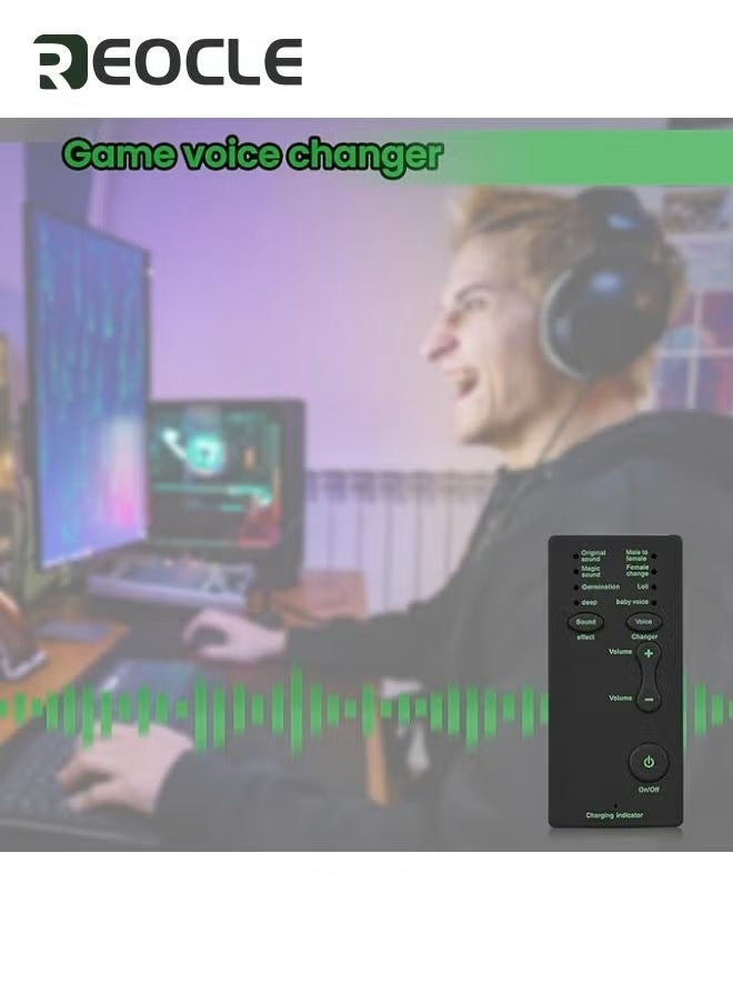 REOCLE Portable Voice Changer Handheld Microphone Voice Changer with 7 Sound Effects Live Sound Card Voice Changer Handheld Sound Card Mini Voice Changer Device Compatible with iPad/Mobile Phone/Computer/Lap  - Image 2