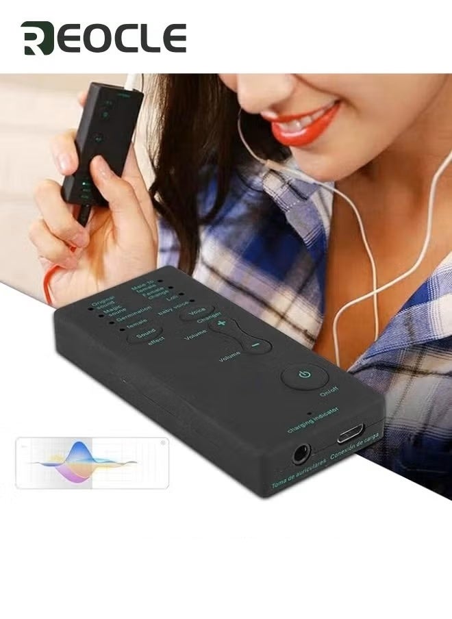 REOCLE Portable Voice Changer Handheld Microphone Voice Changer with 7 Sound Effects Live Sound Card Voice Changer Handheld Sound Card Mini Voice Changer Device Compatible with iPad/Mobile Phone/Computer/Lap  - Image 3