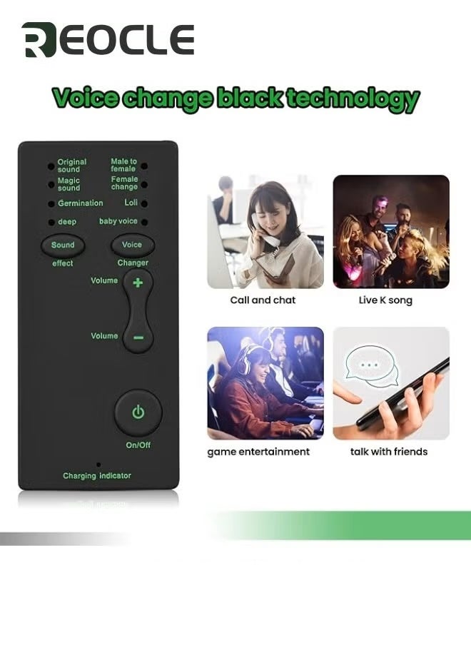 REOCLE Portable Voice Changer Handheld Microphone Voice Changer with 7 Sound Effects Live Sound Card Voice Changer Handheld Sound Card Mini Voice Changer Device Compatible with iPad/Mobile Phone/Computer/Lap  - Image 5