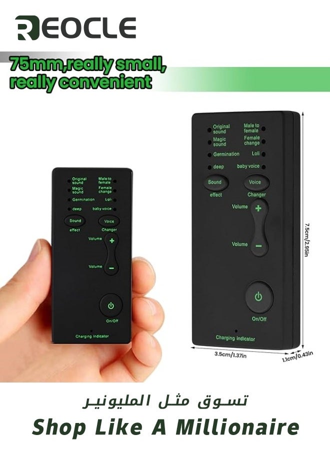REOCLE - Portable Voice Changer Handheld Microphone Voice Changer with 7 Sound Effects Live Sound Card Voice Changer Handheld Sound Card Mini Voice Changer Device Compatible with iPad/Mobile Phone/Computer/Lap - Image 1