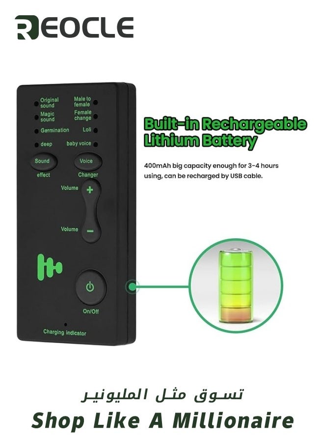 REOCLE - Portable Voice Changer Handheld Microphone Voice Changer with 7 Sound Effects Live Sound Card Voice Changer Handheld Sound Card Mini Voice Changer Device Compatible with iPad/Mobile Phone/Computer/Lap - Image 1