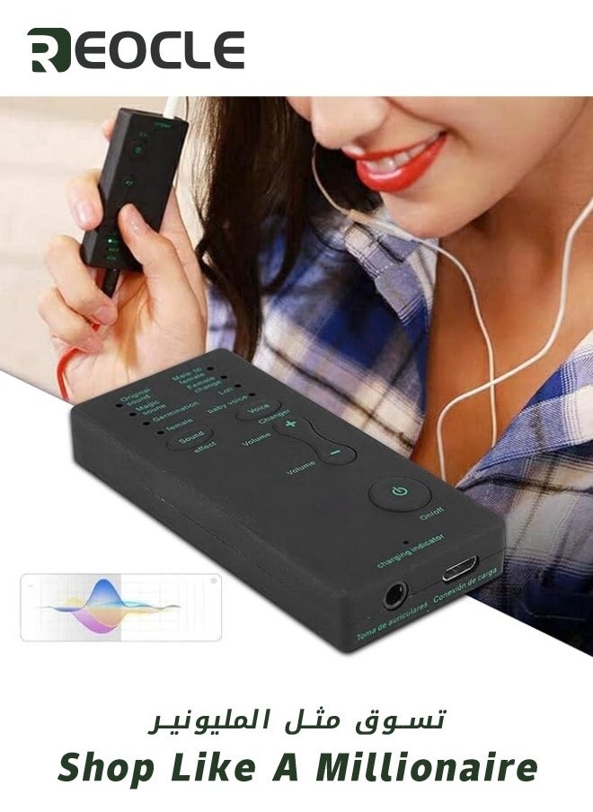 REOCLE - Portable Voice Changer Handheld Microphone Voice Changer with 7 Sound Effects Live Sound Card Voice Changer Handheld Sound Card Mini Voice Changer Device Compatible with iPad/Mobile Phone/Computer/Lap - Image 1