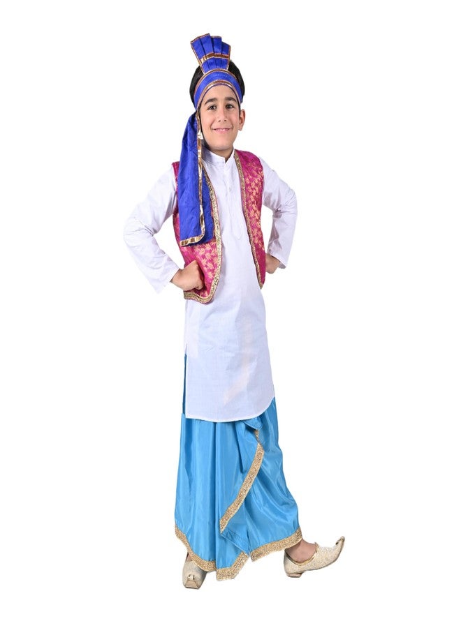 DESI ANDAAZ فستان الرقص الشعبي من DESI ANDAAZ Punjabi للأولاد، مجموعة من 4 قطع (كورتا، لونجي، سترة وتورا) فستان رقص جيدها بيساخي بانجرا للأطفال في الولاية الهندية - Image 2