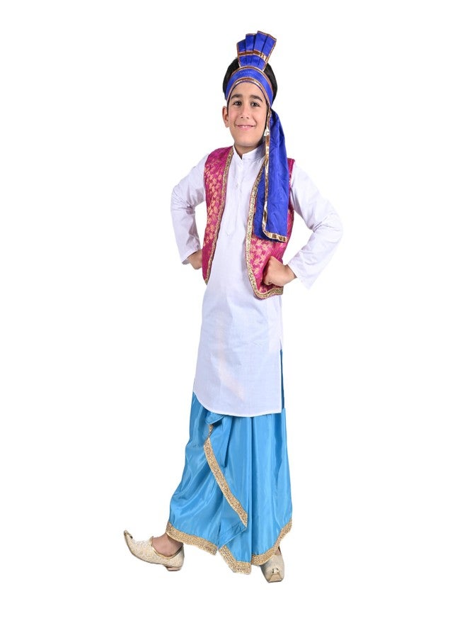 DESI ANDAAZ فستان الرقص الشعبي من DESI ANDAAZ Punjabi للأولاد، مجموعة من 4 قطع (كورتا، لونجي، سترة وتورا) فستان رقص جيدها بيساخي بانجرا للأطفال في الولاية الهندية - Image 3