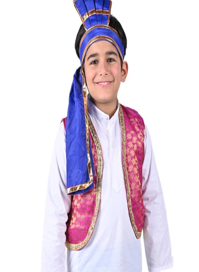 DESI ANDAAZ فستان الرقص الشعبي من DESI ANDAAZ Punjabi للأولاد، مجموعة من 4 قطع (كورتا، لونجي، سترة وتورا) فستان رقص جيدها بيساخي بانجرا للأطفال في الولاية الهندية - Image 5