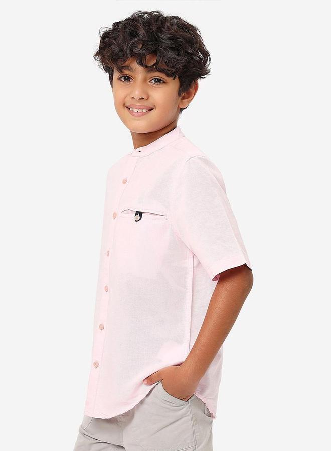 Bonkids Regular Long Sleeve Printed Peach Cotton Shirt 100 % Cotton - Image 3