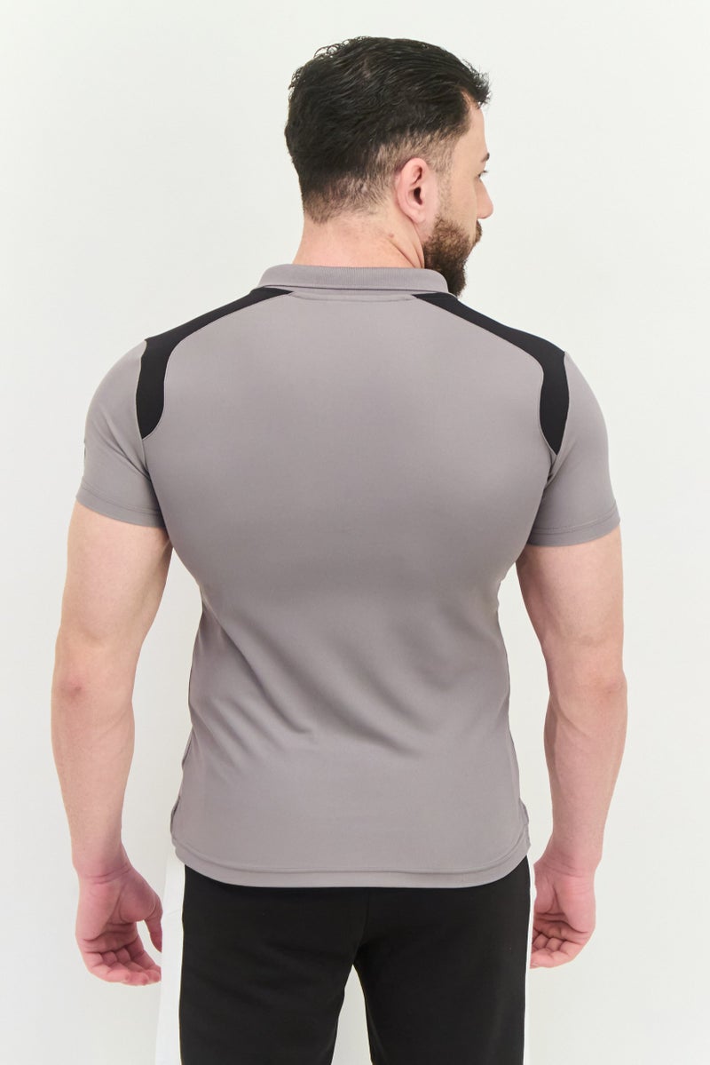 PUMA Men Sportswear Fit Short Sleeves Training Polo Shirt, Grey  - Image 3