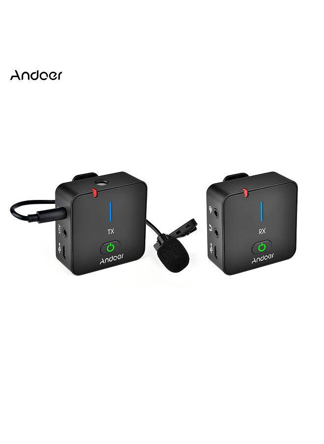 ANDOER - Andoer MX5 2.4G Wireless Recording Microphone System with Transmitter Receiver Clip-on Lavalier Mic 50M Effective Range Built-in Rechargeable Battery - Image 1