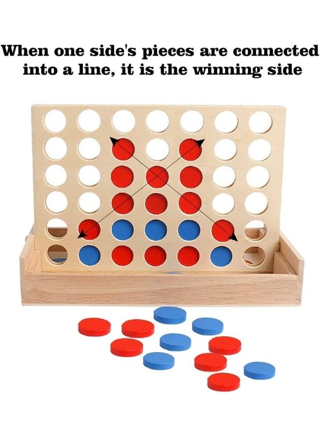 ألعاب لوحية خشبية مكونة من 4 قطع، صف واحد، 4 ألعاب متصلة للسفر، ألعاب لوحية قابلة للطي، لعبة عائلية كلاسيكية ممتعة للأطفال والكبار - Image 3