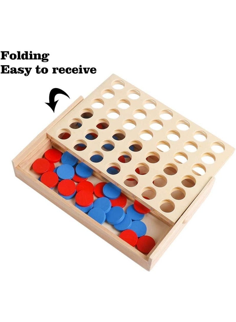 ألعاب لوحية خشبية مكونة من 4 قطع، صف واحد، 4 ألعاب متصلة للسفر، ألعاب لوحية قابلة للطي، لعبة عائلية كلاسيكية ممتعة للأطفال والكبار - Image 5