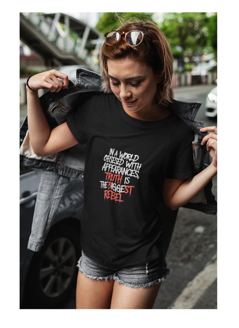 Generic - "In a world obsessed with appearances,  Truth is the biggest rebel " T- Shirt Cotton Short Sleeve - Image 1