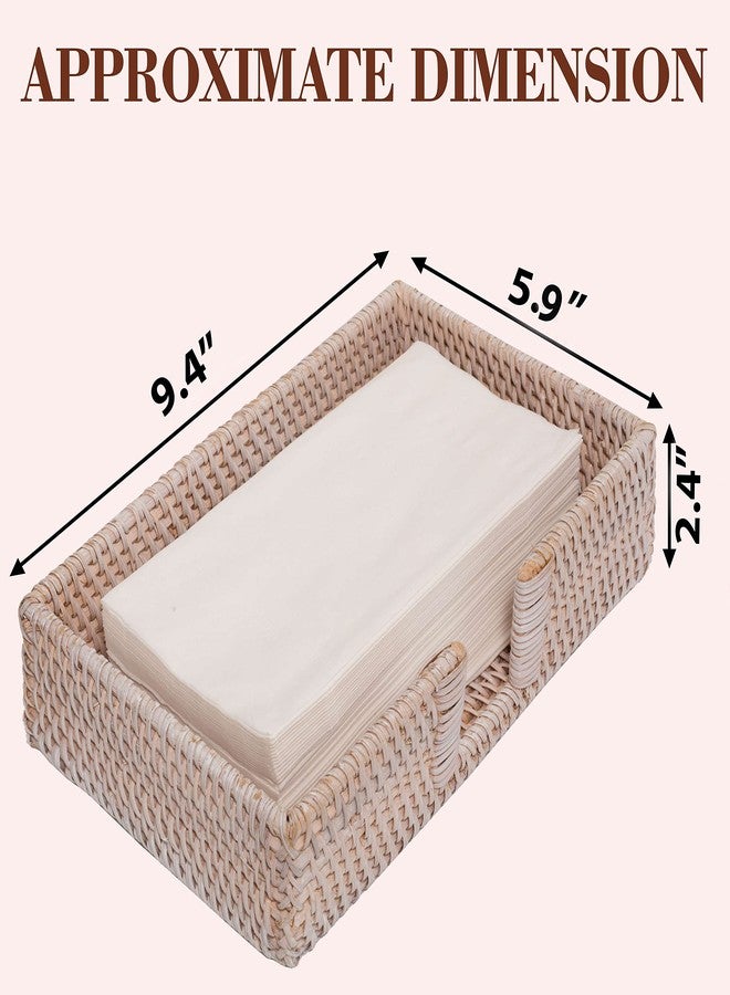 CELEZAR Rattan Guest Towel Holder For Bathroom Towel Caddy Rectangular Napkin Tray Wicker Toilet Tank Basket White Wash 9.4 x 5.9 x 2.4 inches Tissue Paper Hand Towels Storage Luncheon Kitchen Countertop - Image 2