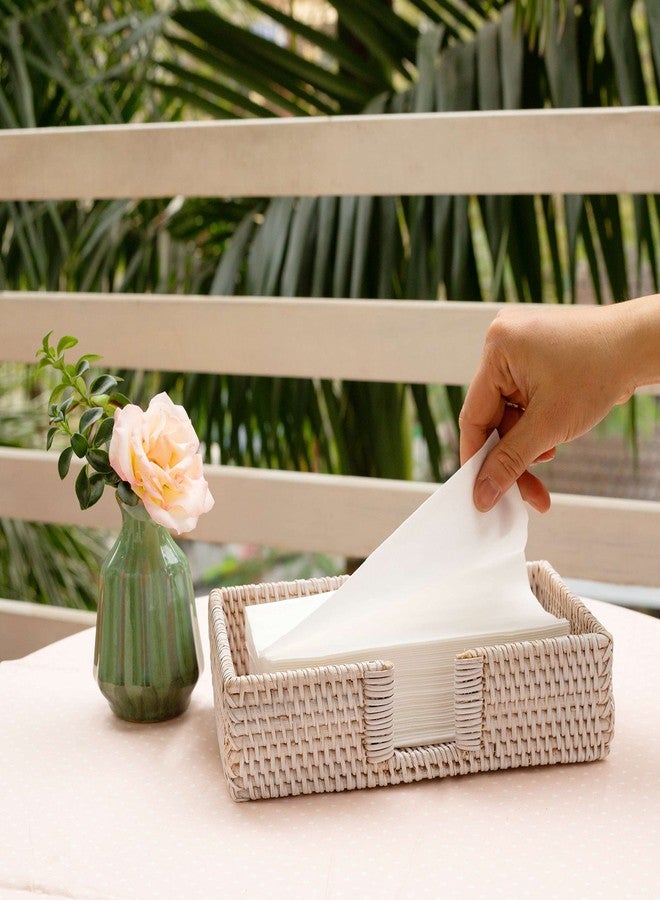 CELEZAR Rattan Guest Towel Holder For Bathroom Towel Caddy Rectangular Napkin Tray Wicker Toilet Tank Basket White Wash 9.4 x 5.9 x 2.4 inches Tissue Paper Hand Towels Storage Luncheon Kitchen Countertop - Image 5
