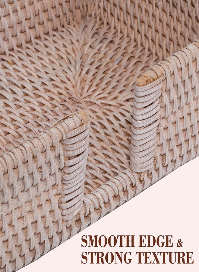 CELEZAR Rattan Guest Towel Holder For Bathroom Towel Caddy Rectangular Napkin Tray Wicker Toilet Tank Basket White Wash 9.4 x 5.9 x 2.4 inches Tissue Paper Hand Towels Storage Luncheon Kitchen Countertop - Image 4