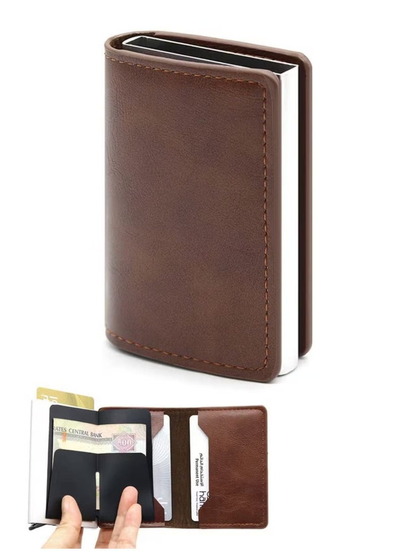 حامل بطاقات للرجال - مزدوج الطبقات بتصميم الطرد السريع، حماية RFID من التмагنت والسرقة والاختراق، غلاف بطاقات عالي الجودة متعدد الفتحات للرجال - Image 1