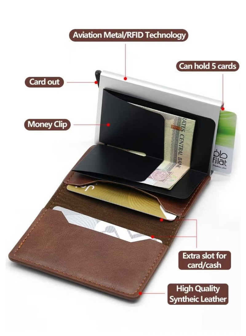 حامل بطاقات للرجال - مزدوج الطبقات بتصميم الطرد السريع، حماية RFID من التмагنت والسرقة والاختراق، غلاف بطاقات عالي الجودة متعدد الفتحات للرجال - Image 3