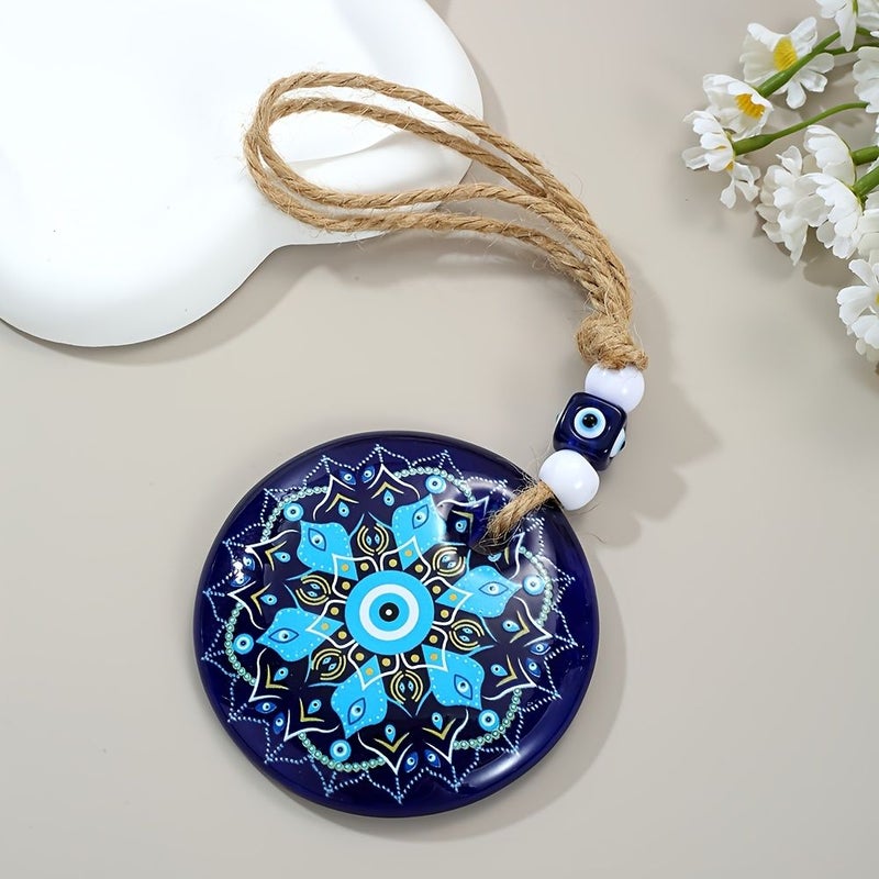 Natural Hemp Rope Devil Eye Car Pendant 3.15 Inch Single Sided Charm - Image 4