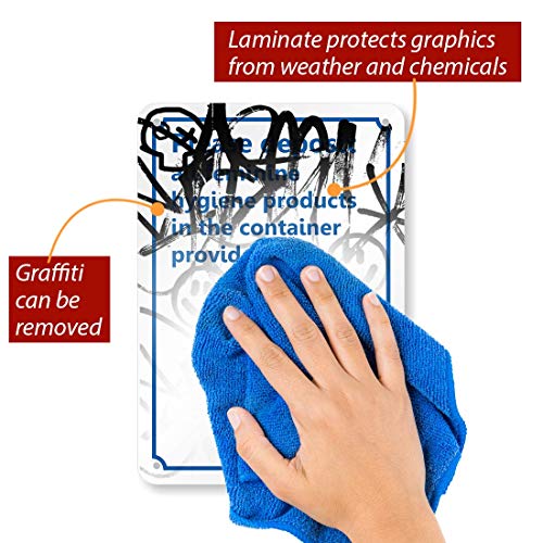 SmartSign "Please Deposit All Feminine Hygiene Products in The Container Provided" Sign | 7" x 10" Aluminum - Image 2