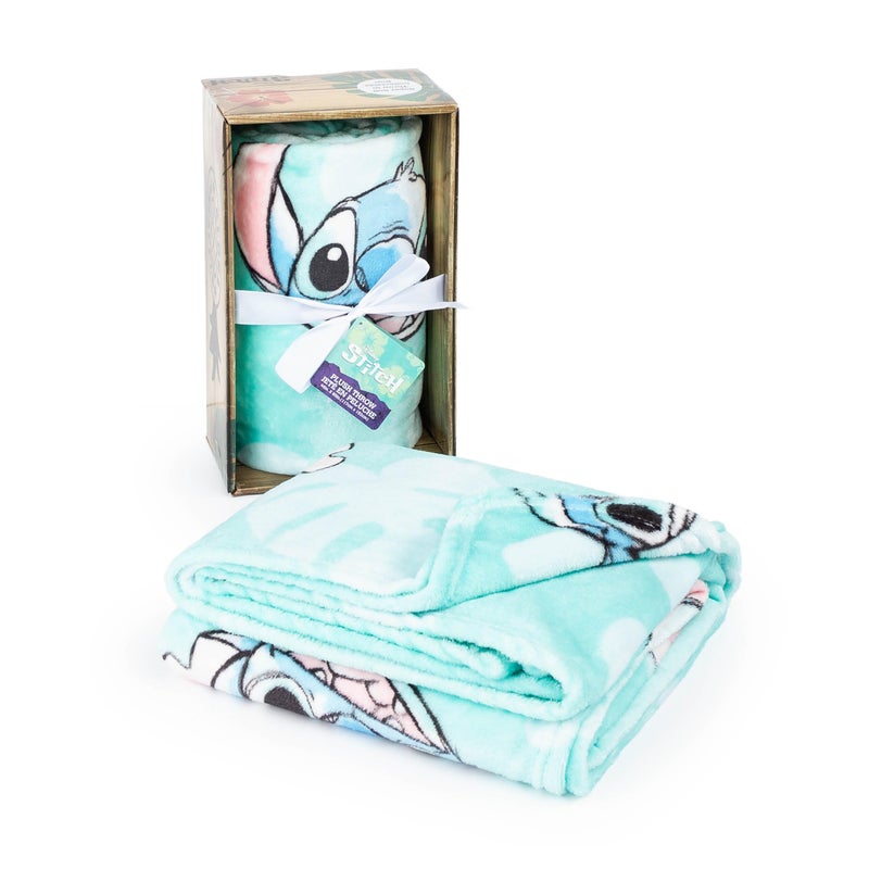 Jay Franco Disney Lilo & Stitch Throw Blanket with Gift Box - Kids Super Soft Special Edition Floral Fleece Bedding - Plush Throw Measures 46 x 60 Inches - Image 2
