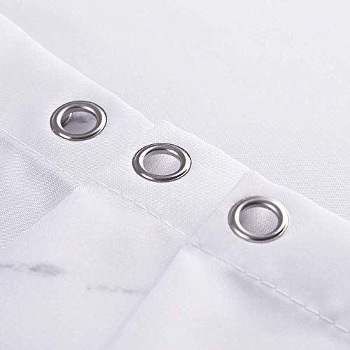 YOSTEV Marble Bathroom Shower Curtain,Grey and White Fabric Shower Curtain with Hooks,Unique 3D Printing,Decorative Bathroom Accessories,Water Proof,Reinforced Metal Grommets,Extra Long 72x96 Inches - Image 4