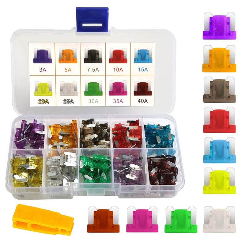 Gebildet Car Fuse Set 100 pcs 12V24V Assorted Low Profile Blade Fuse Used for Auto Car Truck SUV Home 357510152025303540 AMP Replacement Fuse
