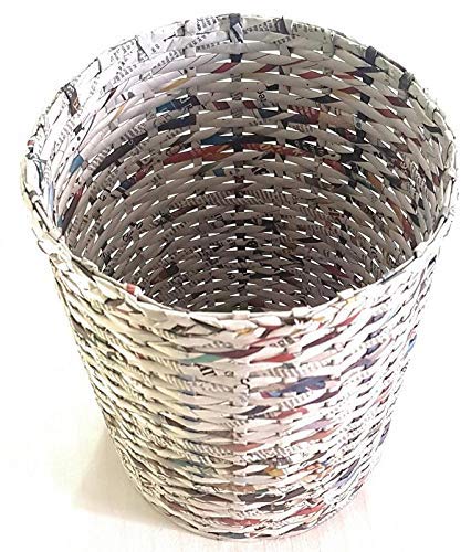 Sonas Creation Paperus Standard Size 11 Inch Tall 10 Liter Natural Pull Out Waste Basket with Cover Dustbin with Lid Trashcan Paper Bin Ecofriendly Handmade of Paper Ropes - Image 3