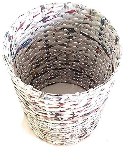 Sonas Creation Paperus Standard Size 11 Inch Tall 10 Liter Natural Pull Out Waste Basket with Cover Dustbin with Lid Trashcan Paper Bin Ecofriendly Handmade of Paper Ropes - Image 4