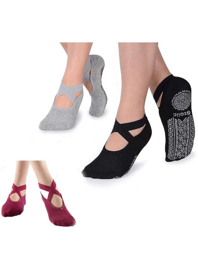 LIMOS Sports Yoga Socks for Women Pack Of 3 Pairs - Image 1