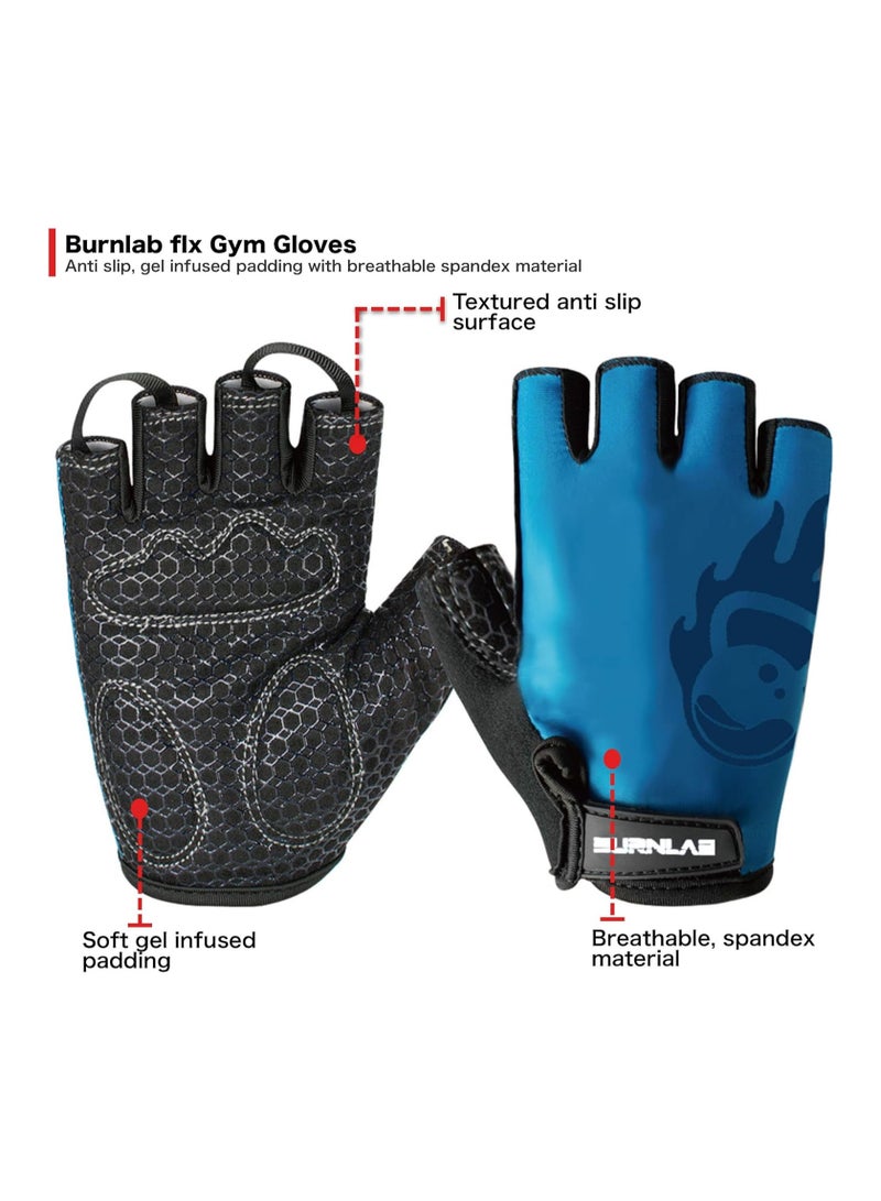 BURNLAB Gym Gloves Pro Blue and Black - Image 2