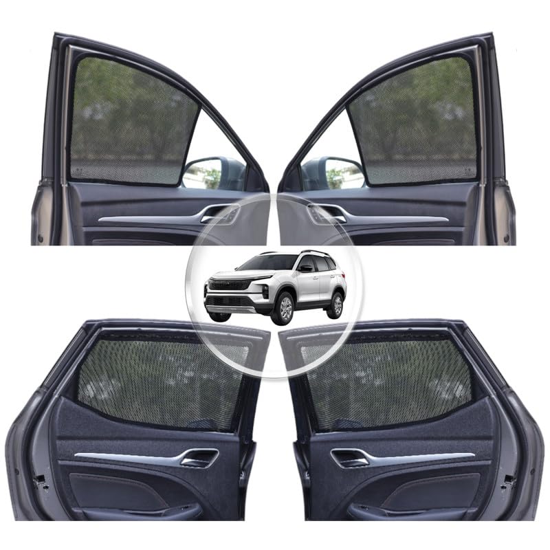 NEODRIFT 'NeoShade' Magnetic Car Sunshades for Tata Safari (2021-2026) (Set of 6 - Front, Middle & Rear - Zipper Only on Middle Row)(UV Protection, Magnetic Grip, Privacy & Heat Control) - Image 1