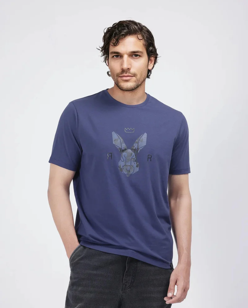 Rare Rabbit Men's Logo Graphic Regular Fit T-Shirt