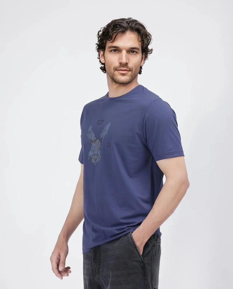Rare Rabbit Men's Logo Graphic Regular Fit T-Shirt