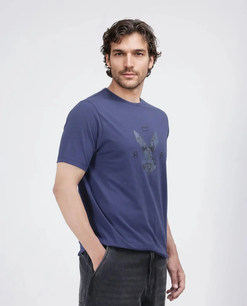 Rare Rabbit Men's Logo Graphic Regular Fit T-Shirt