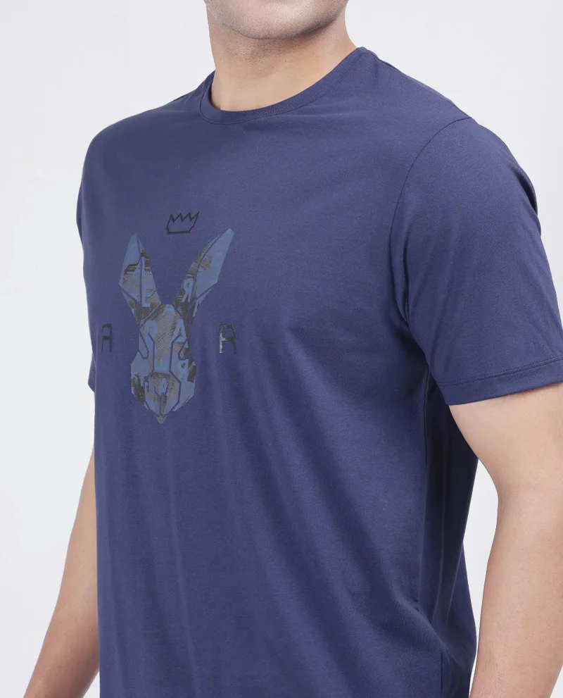 Rare Rabbit Men's Logo Graphic Regular Fit T-Shirt