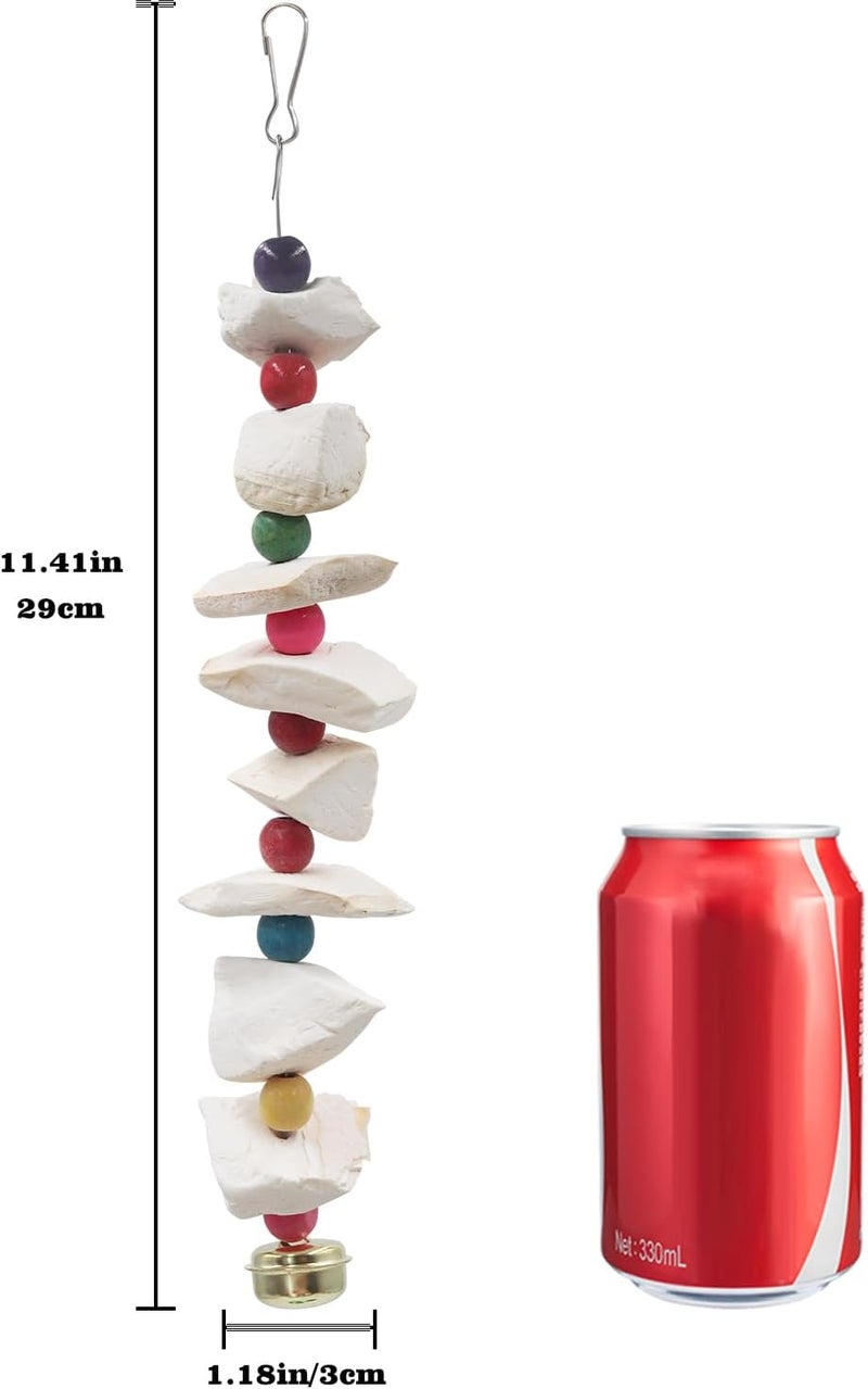 2 عبوة من ألعاب الطيور تحتوي على عظم الحبار، ألعاب للببغاء، حجر لطحن منقار الطيور، ملحقات لأقفاص الطيور مخصصة للببغاء، عظم الحبار للبادجيز والكوكاتيل وطيور الحب، للطيور الصغيرة إلى المتوسطة الحجم. - Image 2