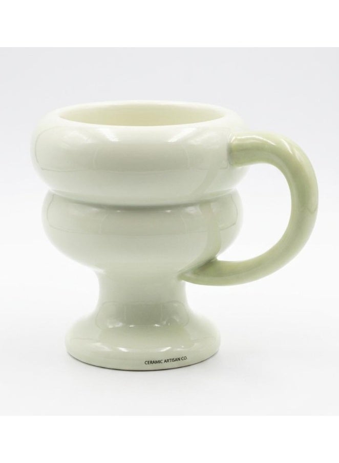 AKDC CERAMIC MUG 375ML OFF WHITE/GREEN - Image 1