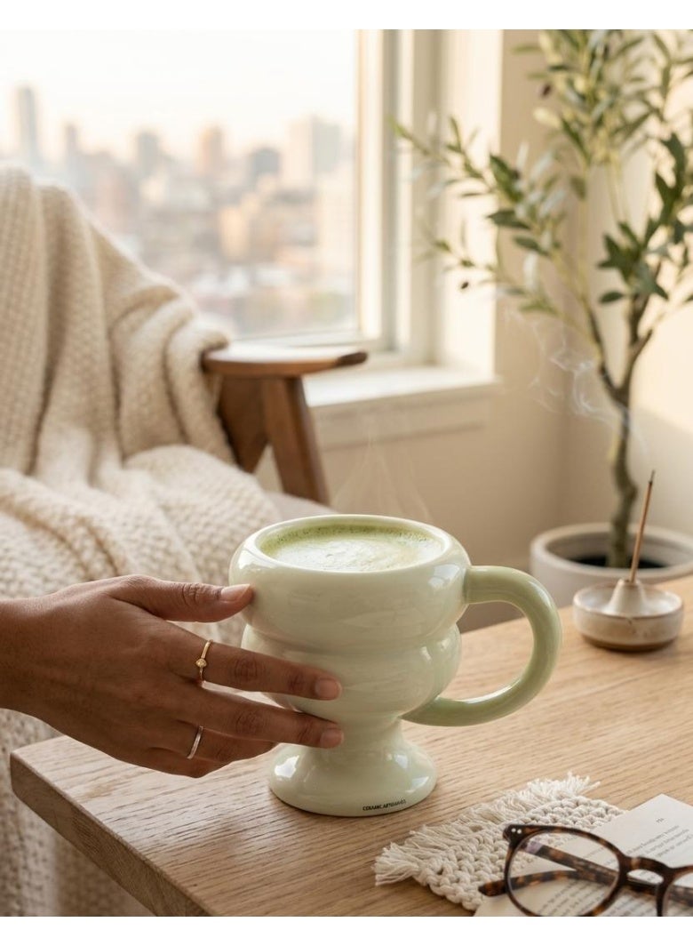 AKDC CERAMIC MUG 375ML OFF WHITE/GREEN - Image 2