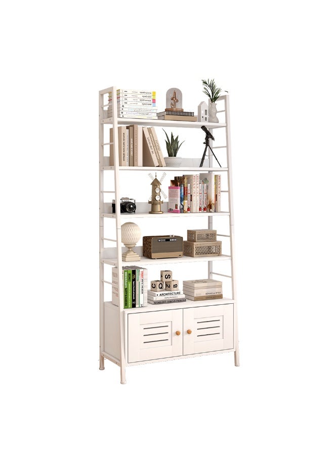 CityRiya-Long Bookshelf, Tall Bookcase, Ladder Book Storage Shelf, Bookshelves Storage Organizer, Metal Storage Rack, Modern Display Shelving for Home Office, Bedroom - Image 2
