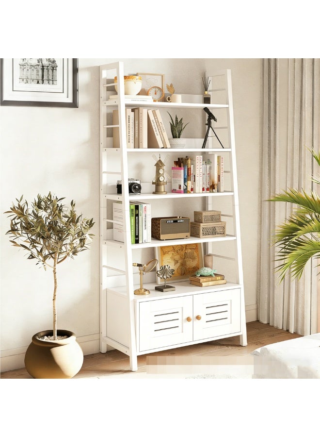 CityRiya-Long Bookshelf, Tall Bookcase, Ladder Book Storage Shelf, Bookshelves Storage Organizer, Metal Storage Rack, Modern Display Shelving for Home Office, Bedroom - Image 1