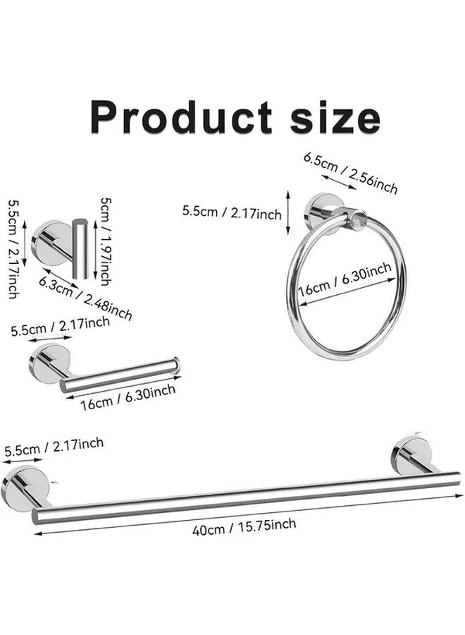 Polished Chrome 8 Pcs Bathroom Hardware Set Towel Bar Ring Holder Hook - Image 3
