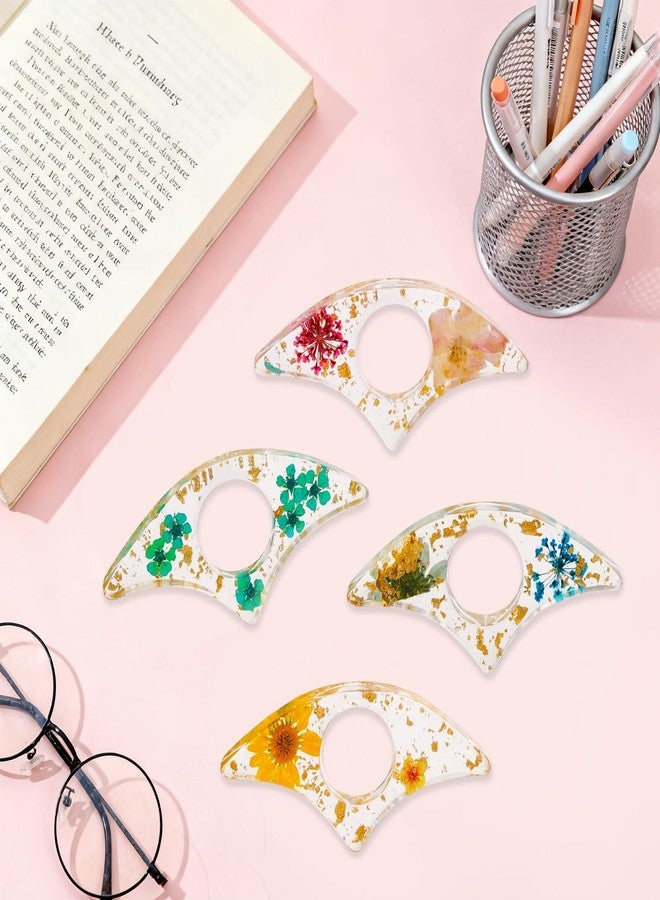 loghohu logohu 4 Pcs Thumb Book Page Holder, Dried Flower Resin Bookmark, Transparent Handmade Personalized Book Page Clip, One Handed Book Accessories for Reading Lovers Teachers Students - Image 4