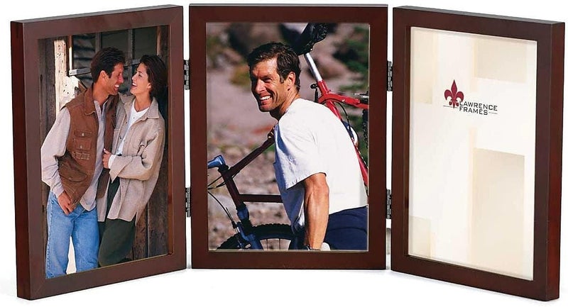 Lawrence Frames Hinged Triple Walnut Wood Picture Frame, Gallery Collection, 4 by 6-Inch