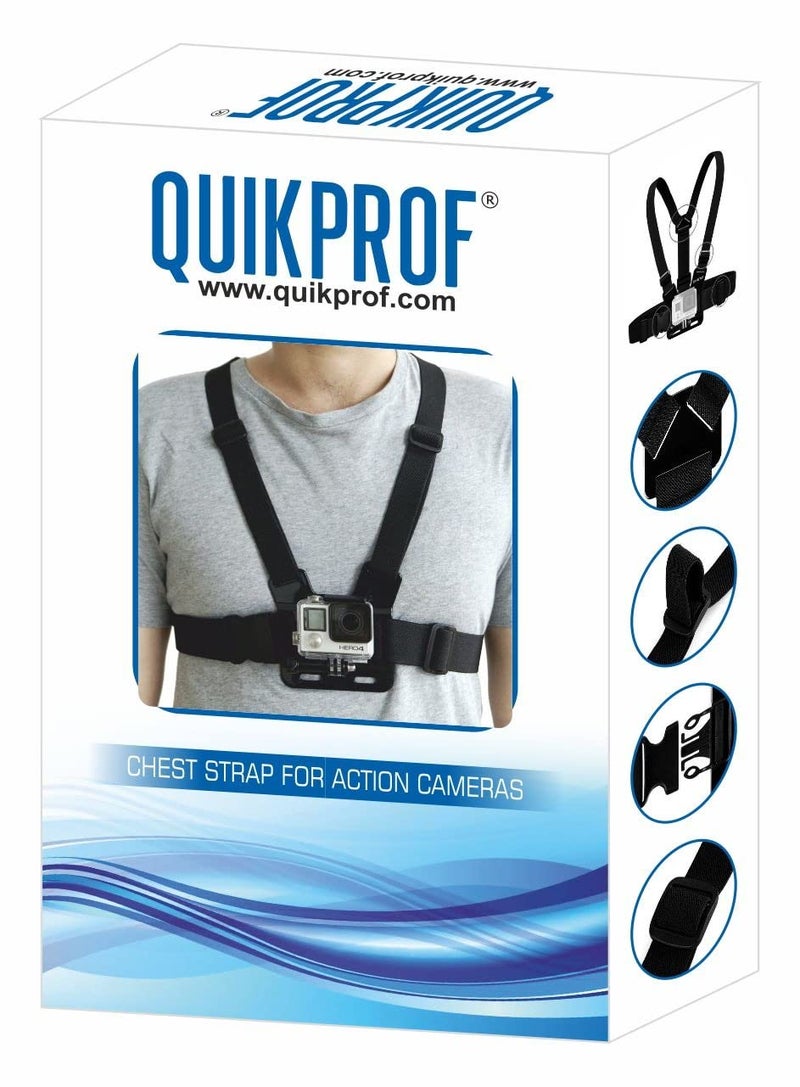 Quikprof Handlebar Plastic Adjustable Chest Strap Mount Body Belt Harness for Hero, YiCam & Other Action Cameras - Black (1 Year Warranty) - Image 3
